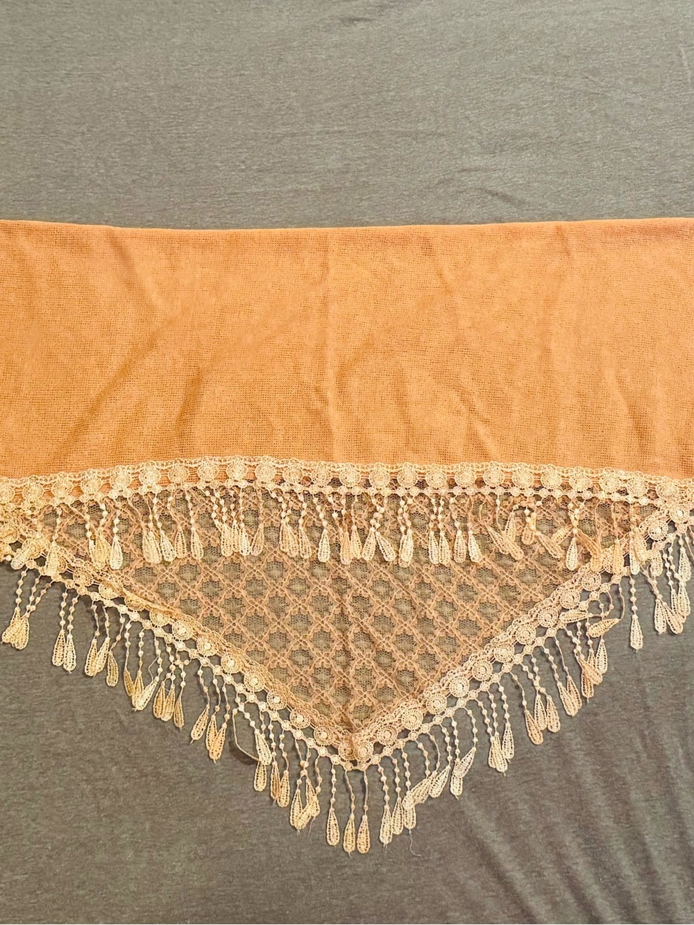Peach Lace-Trim Women's Shawl - Picture 2 of 4